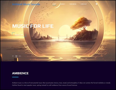 Archived Blade Web Designs project screenshot: Ambient Music Sounds