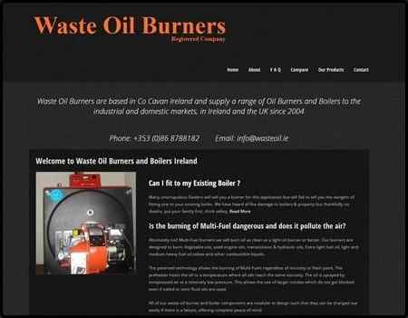 Archived Blade Web Designs project screenshot: Waste Oil Burners