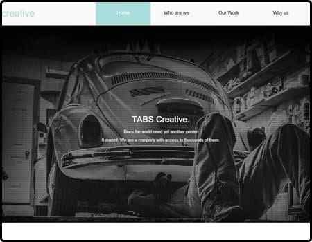 Archived Blade Web Designs project screenshot: Tabs Creative