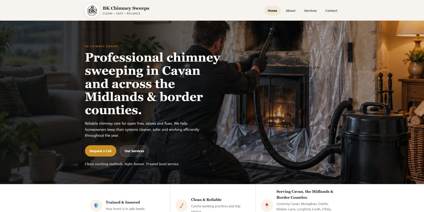 Blade Web Designs project screenshot: BK Chimney Sweeps